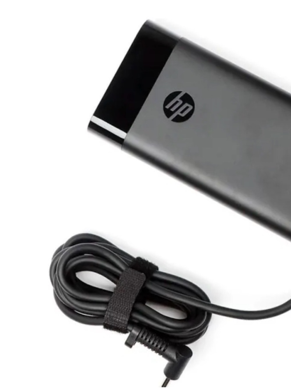 HP Black & Silver Laptop Power Adapter with Coiled Cable